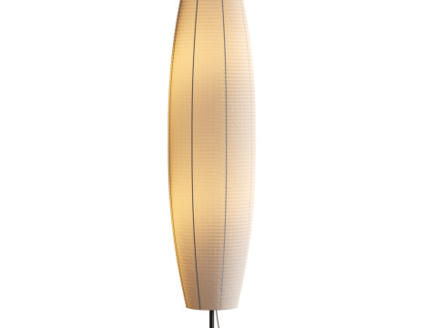 Silver-gray metal round base white paper floor lamp 3D-Modell