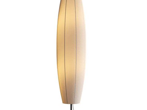 Silver-gray metal round base white paper floor lamp 3D Model