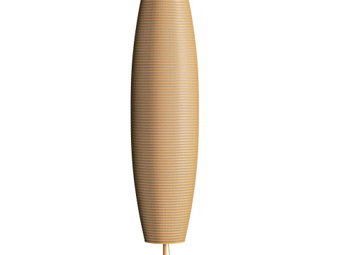 Silver-gray metal round base white paper floor lamp 3D Model
