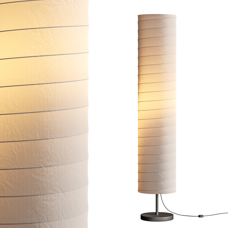 Silver-gray metal round base white paper floor lamp 3D Model .c4d .max .obj .3ds .fbx .stl .blend 