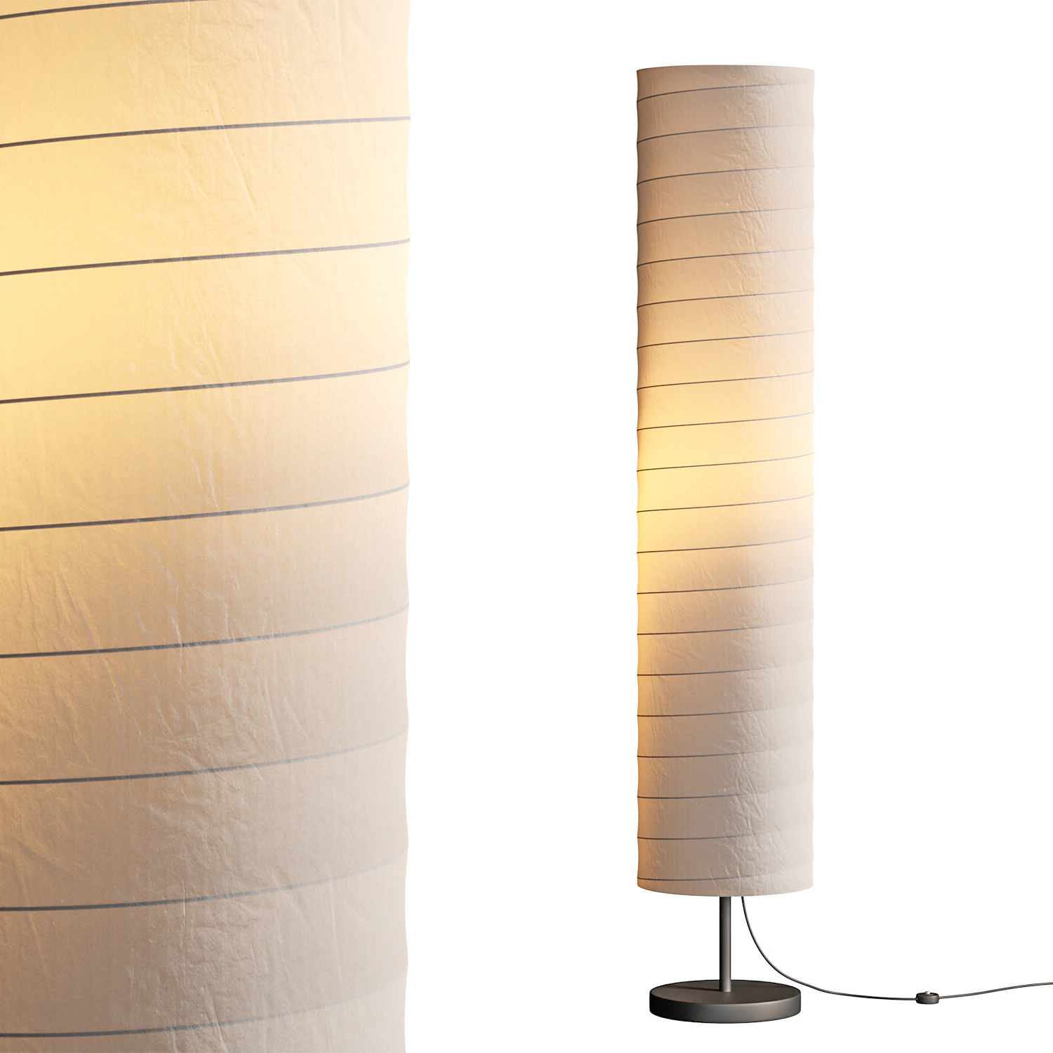 Silver-gray metal round base white paper floor lamp 3D Model .c4d .max .obj .3ds .fbx .stl .blend 