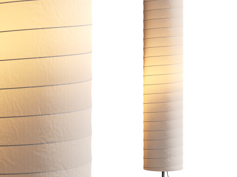 Silver-gray metal round base white paper floor lamp 3D 모델