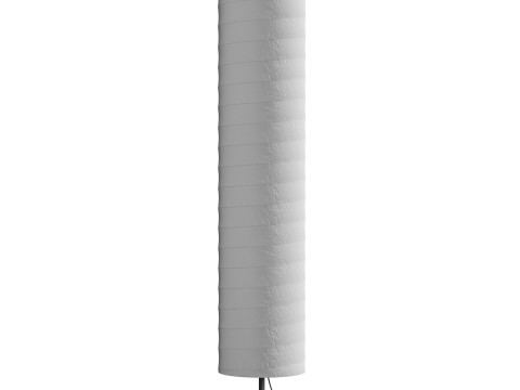 Silver-gray metal round base white paper floor lamp 3D Model