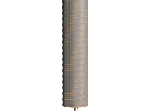 Silver-gray metal round base white paper floor lamp 3D Model