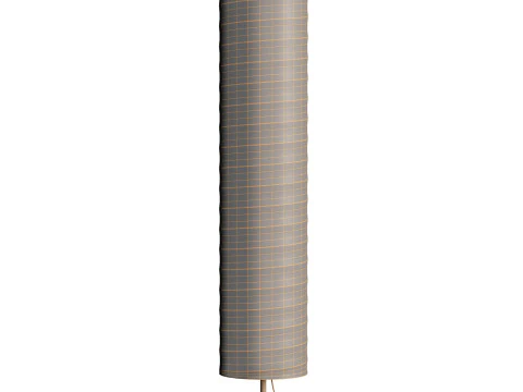 Silver-gray metal round base white paper floor lamp 3D Model