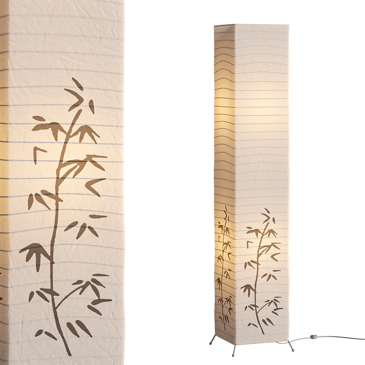 Bamboo printed white paper floor lamp 3D Model .c4d .max .obj .3ds .fbx .stl .blend 