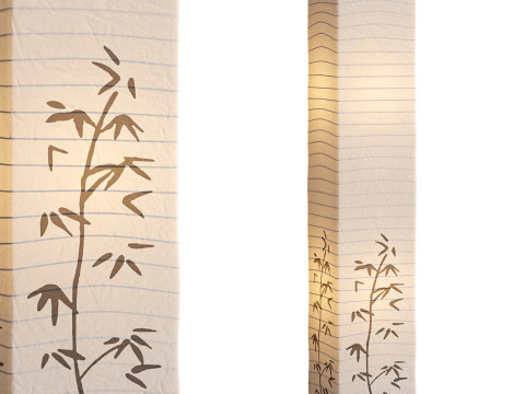 Bamboo printed white paper floor lamp 3D 模型