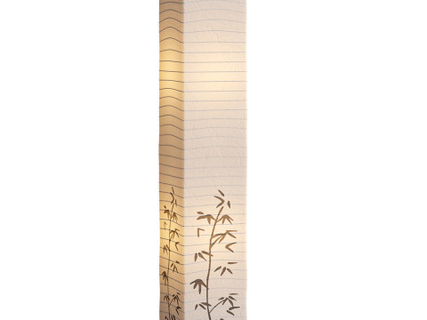 Bamboo printed white paper floor lamp 3D 모델