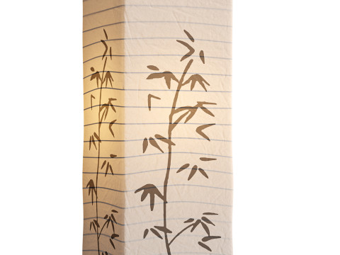 Bamboo printed white paper floor lamp 3D 모델