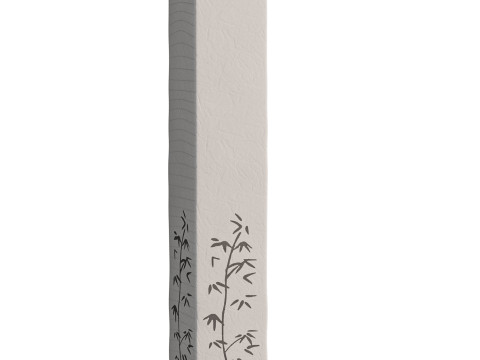 Bamboo printed white paper floor lamp 3D 모델