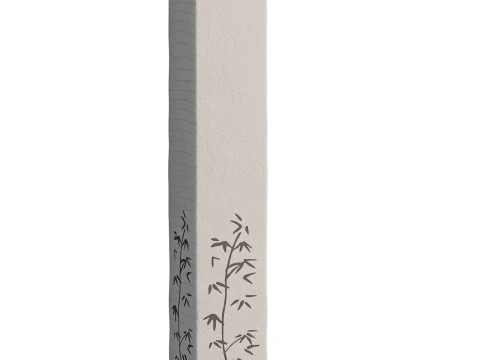 Bamboo printed white paper floor lamp 3D Model