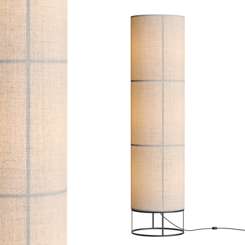 Hana 3 Light Floor Lamp in Black with Natural Linen Shade Modelo 3D .c4d .max .obj .3ds .fbx .stl .blend 