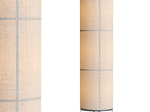 Hana 3 Light Floor Lamp in Black with Natural Linen Shade Model 3D