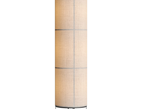 Hana 3 Light Floor Lamp in Black with Natural Linen Shade Modelo 3D