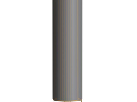 Hana 3 Light Floor Lamp in Black with Natural Linen Shade Modelo 3D