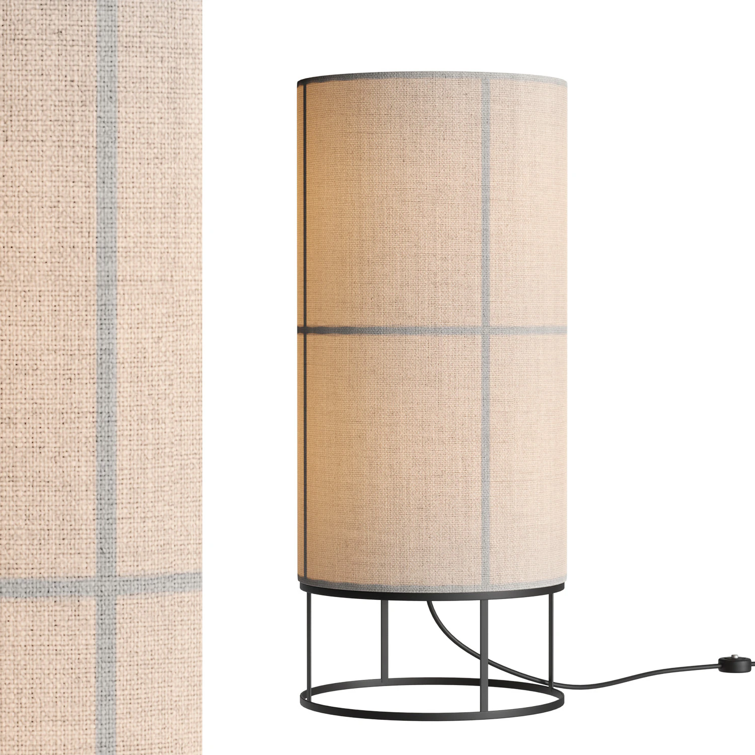 Hana 1 Light Table Lamp in Black with Natural Linen Shade 3D Model .c4d .max .obj .3ds .fbx .stl .blend 