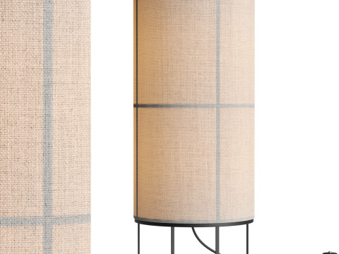 Hana 1 Light Table Lamp in Black with Natural Linen Shade 3D मॉडल