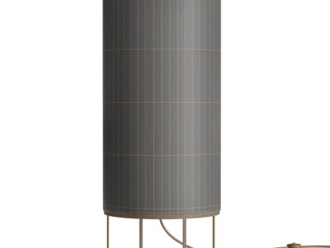Hana 1 Light Table Lamp in Black with Natural Linen Shade 3D Model