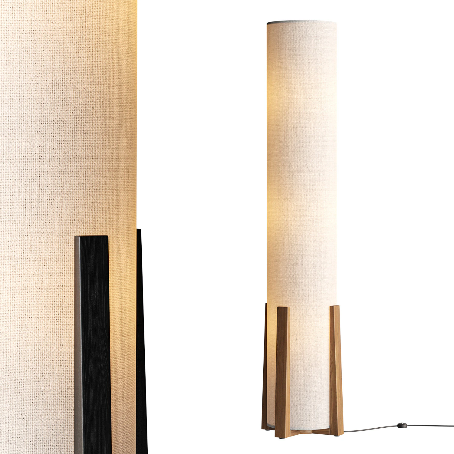 Breton 3 Light Floor Lamp in Natural 3D Model .c4d .max .obj .3ds .fbx .stl .blend