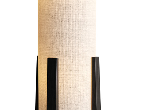 Breton 3 Light Floor Lamp in Natural 3D Модель