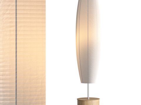 ACCORDION SPRING WOOD PAPER FLOOR LAMP BODY COLOR CREAM Model 3D
