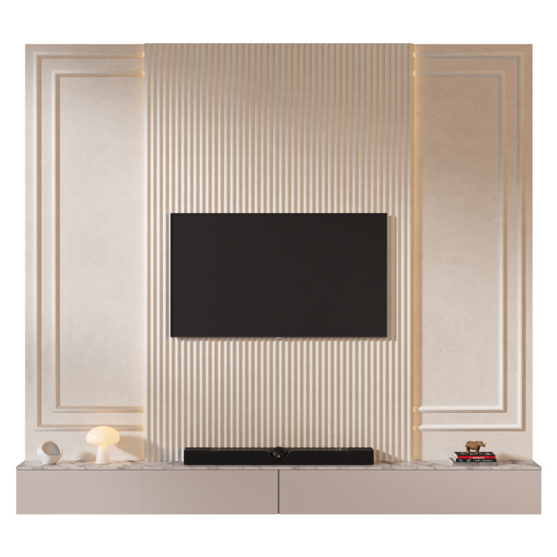 TV wall set 03 3D Модель .c4d .max .obj .3ds .fbx .stl .blend 