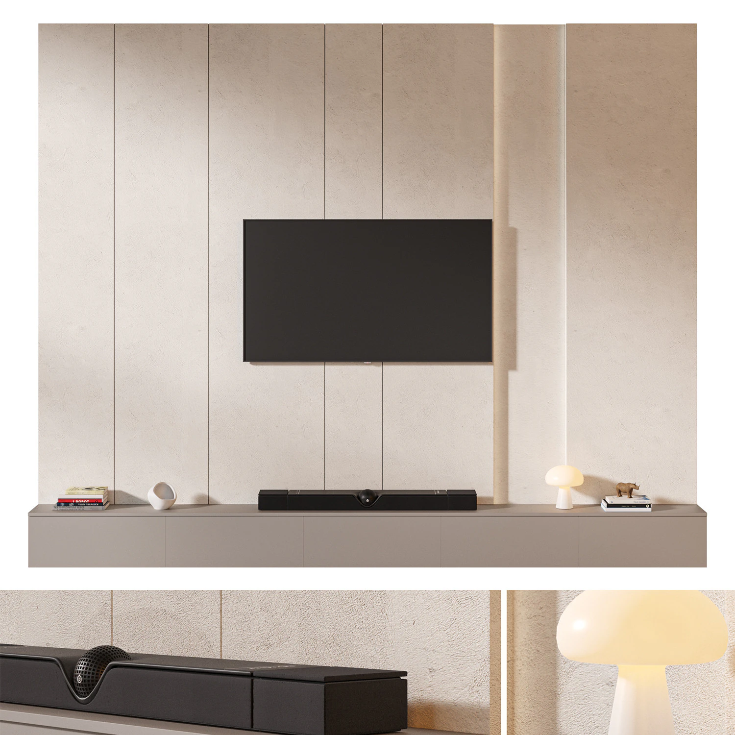 TV wall set 04 3D Model .c4d .max .obj .3ds .fbx .stl .blend 