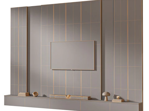 TV duvarı seti 05 3D Model