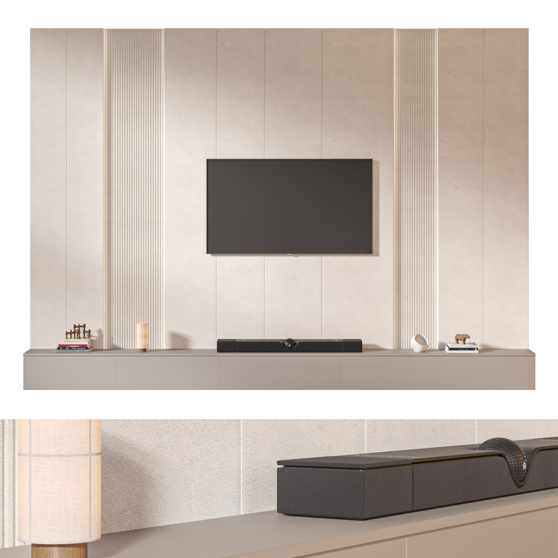 TV wall set 07 3D-Modell .c4d .max .obj .3ds .fbx .stl .blend 