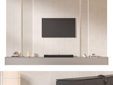 TV wall set 07 3D 模型