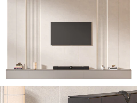 电视墙套装07 3D 模型