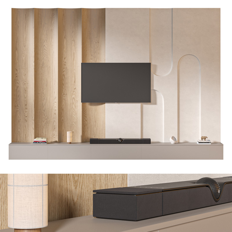 TV wall set 08 3D Model .c4d .max .obj .3ds .fbx .stl .blend 