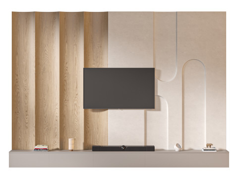 TV wall set 08 3D Model