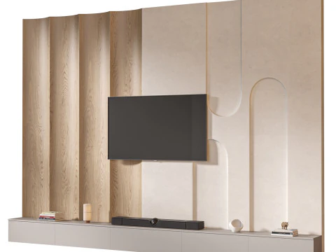 TV wall set 08 3D Model