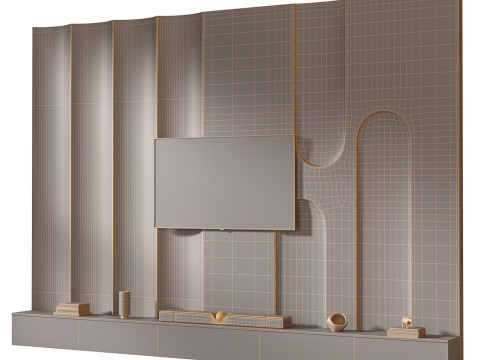 TV wall set 08 3D Model