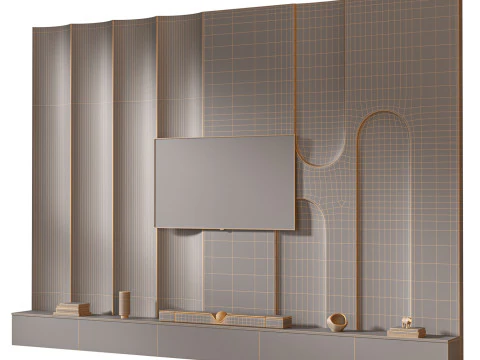 TV wall set 08 3D Model