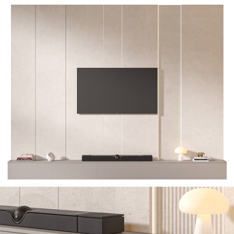 TV wall set 09 3D 모델 .c4d .max .obj .3ds .fbx .stl .blend 