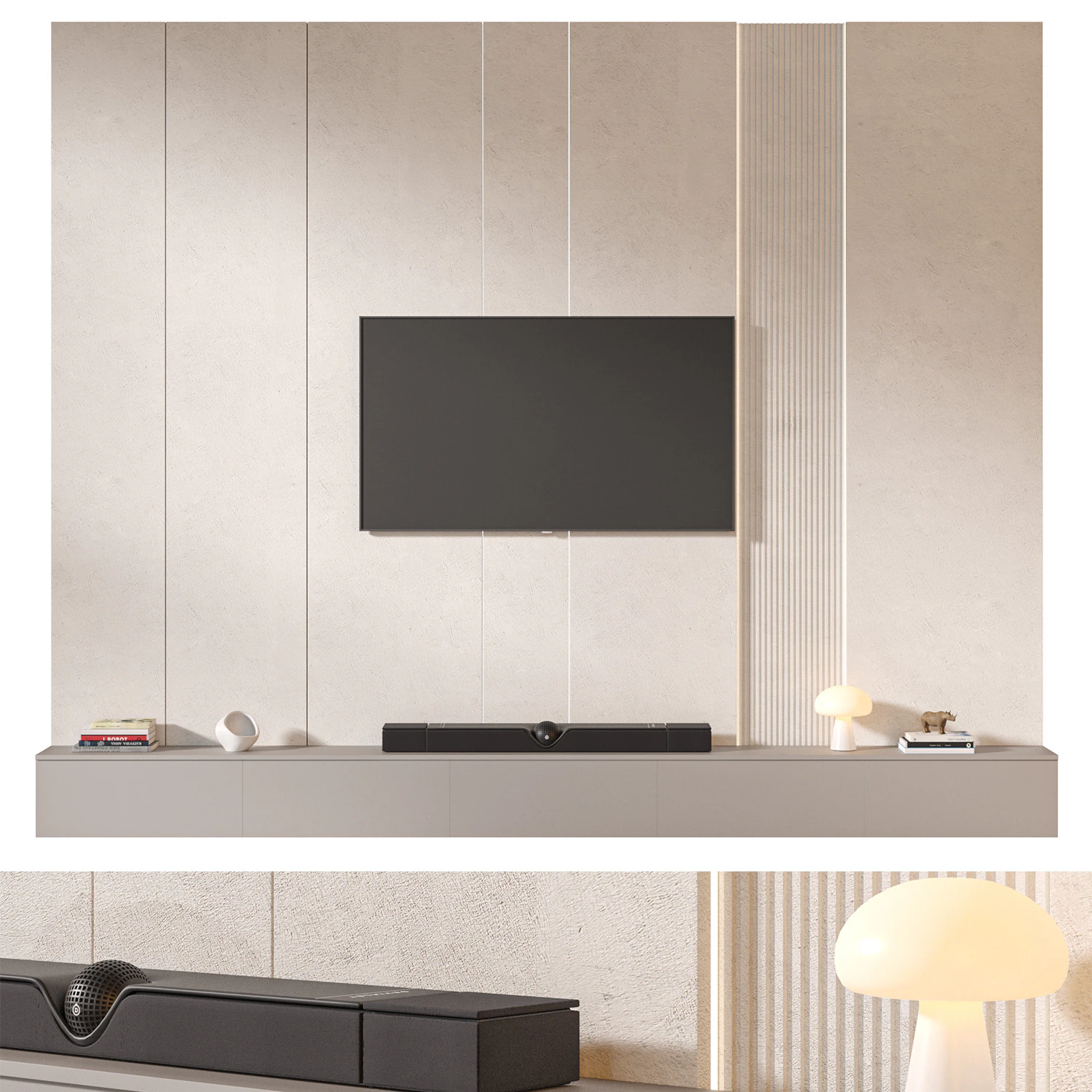 TV wall set 09 3D Model .c4d .max .obj .3ds .fbx .stl .blend 