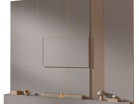 TV wall set 09 3D 모델