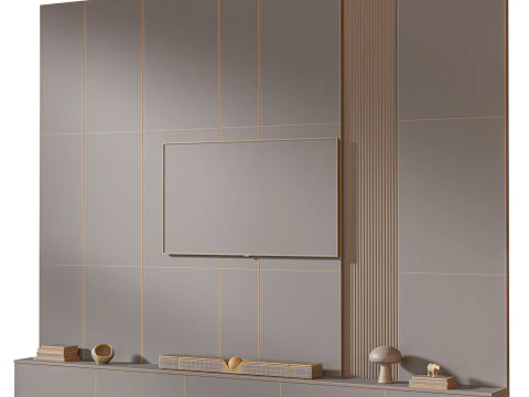 TV wall set 09 3D Model