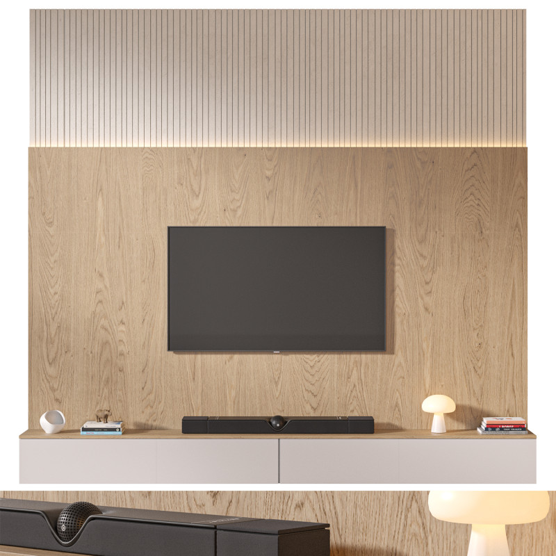 TV wall set 10 3D 模型 .c4d .max .obj .3ds .fbx .stl .blend