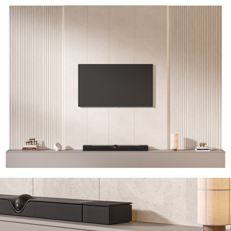 TV wall set 13 3D 모델 .c4d .max .obj .3ds .fbx .stl .blend 