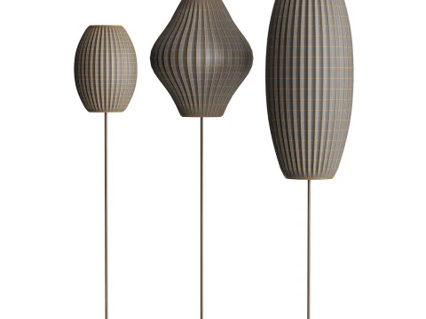Bubble Lotus Floor Lamp Herman Miller Nelson Cigar 3D Model
