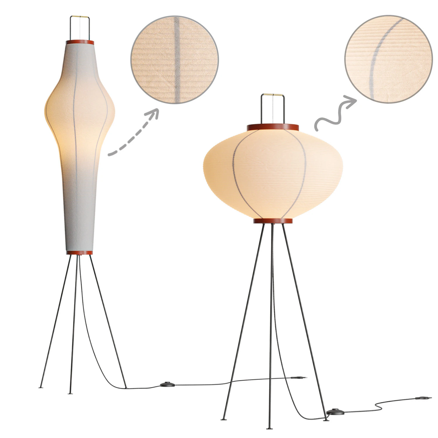 Akari Floor Lamp 3D Model .c4d .max .obj .3ds .fbx .stl .blend 