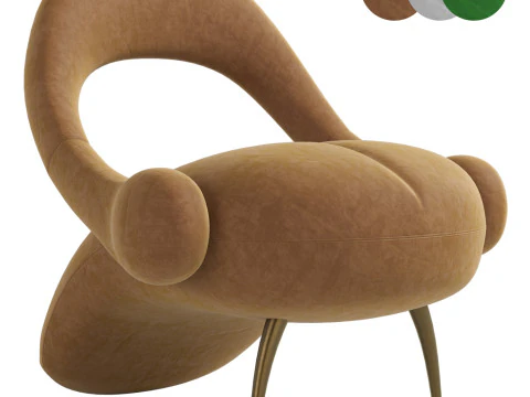 Sedia da soggiorno trapuntata italiana Modello 3D