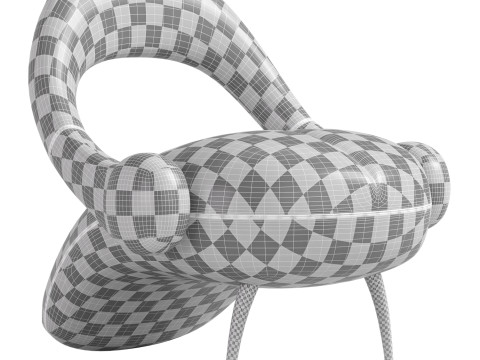 Italian Quilted Living Room Chair 3D Модель