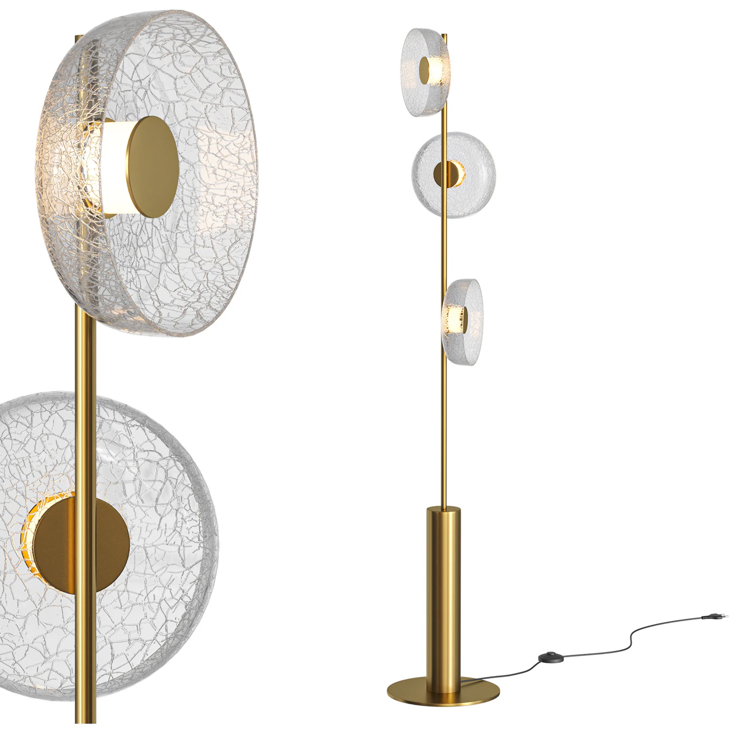 Glacier Crackle Glass Floor Lamp 3D Model .c4d .max .obj .3ds .fbx .stl .blend 