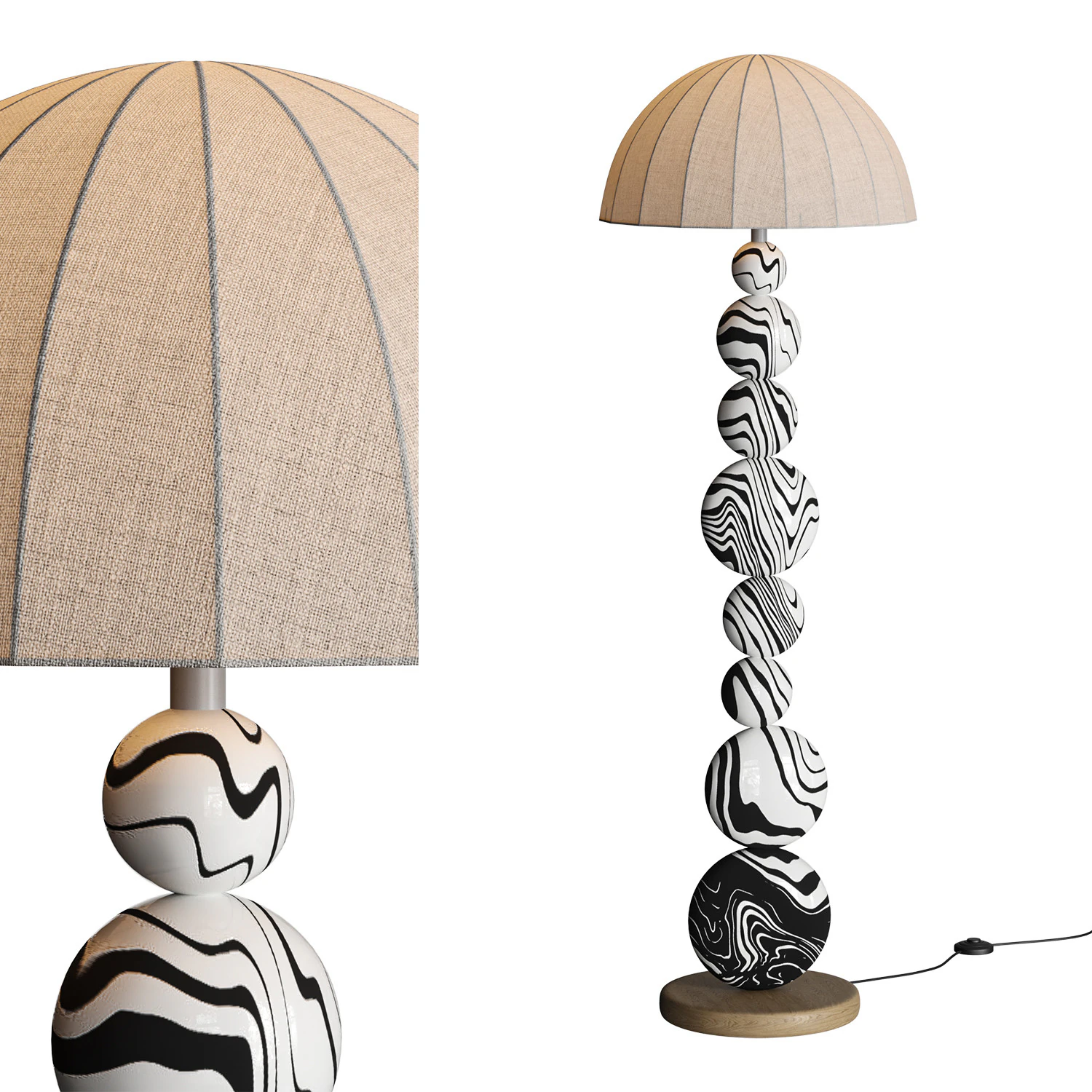 Zebra Floor Lamp 3D Model .c4d .max .obj .3ds .fbx .stl .blend