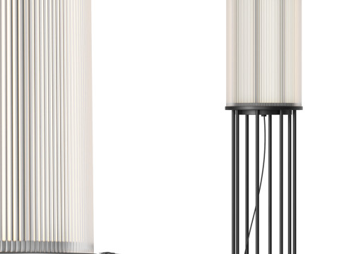 Line Glass Lantern Solar Floor Lamp Model 3D