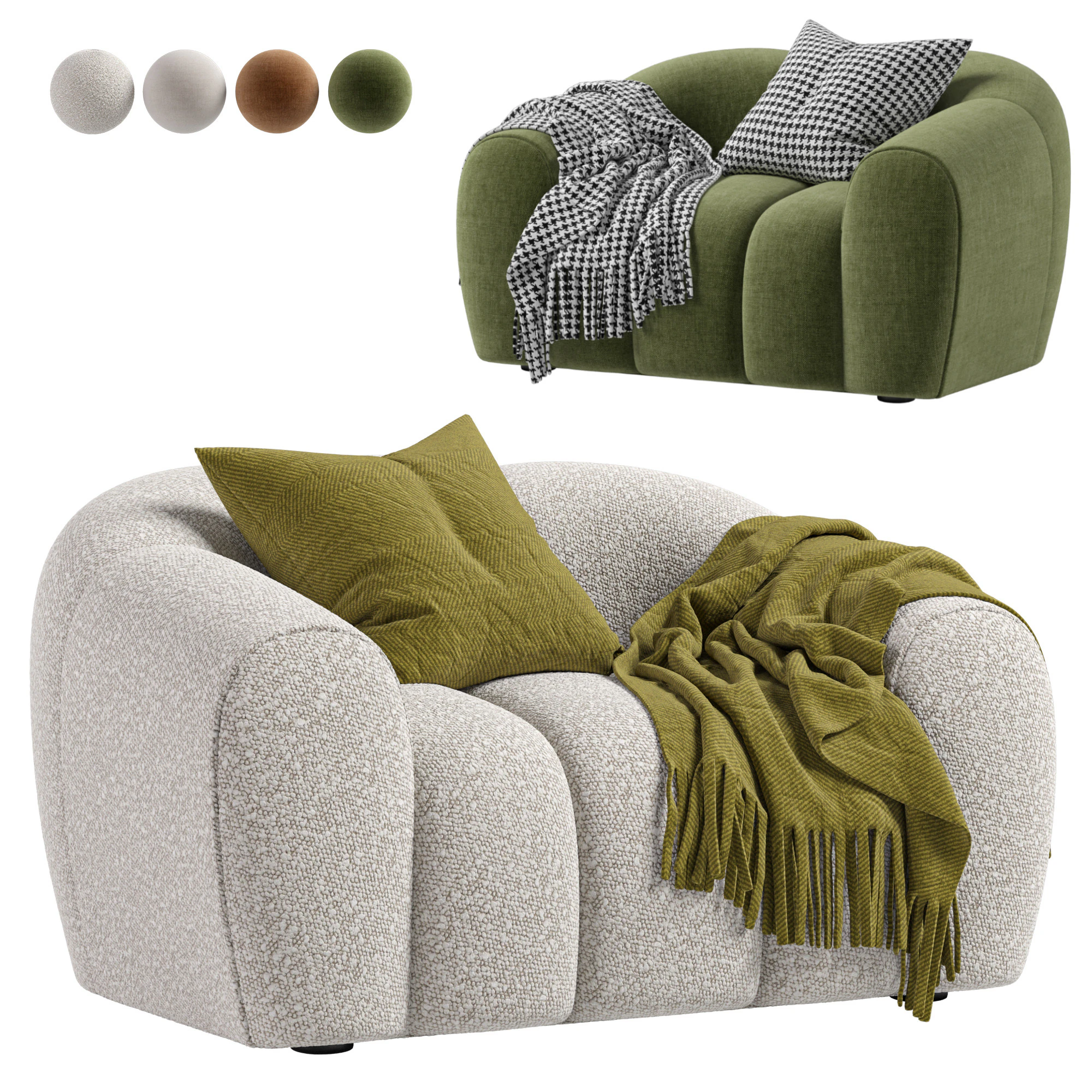 Armchair chenille Tylan By La Redoute 3D Model .c4d .max .obj .3ds .fbx .stl .blend